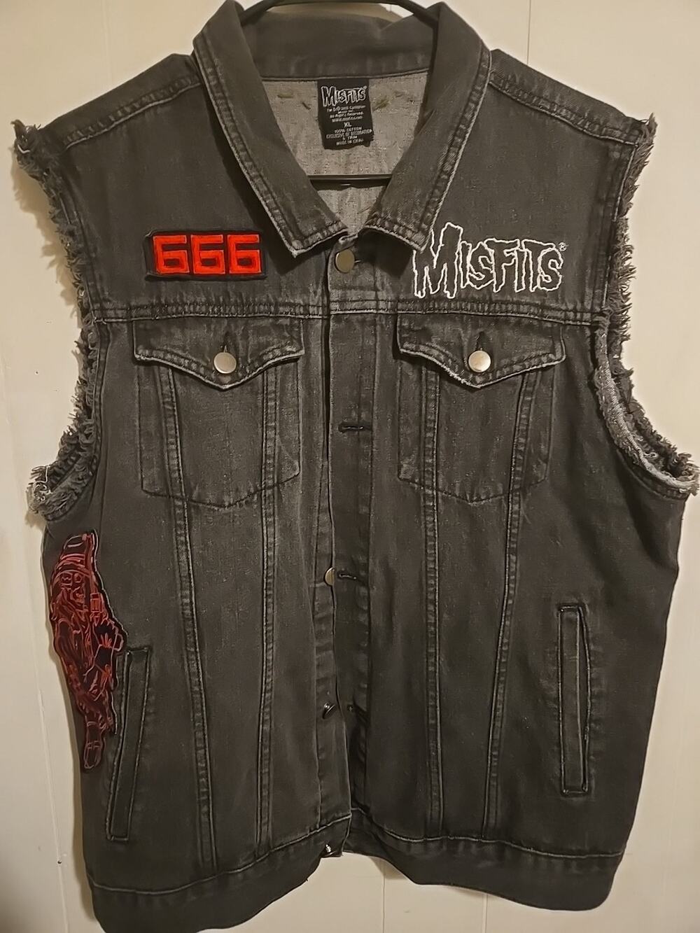 Misfits Vest Men XL Black Denim Fiend Club Punk Rock Sleeveless Jacket
